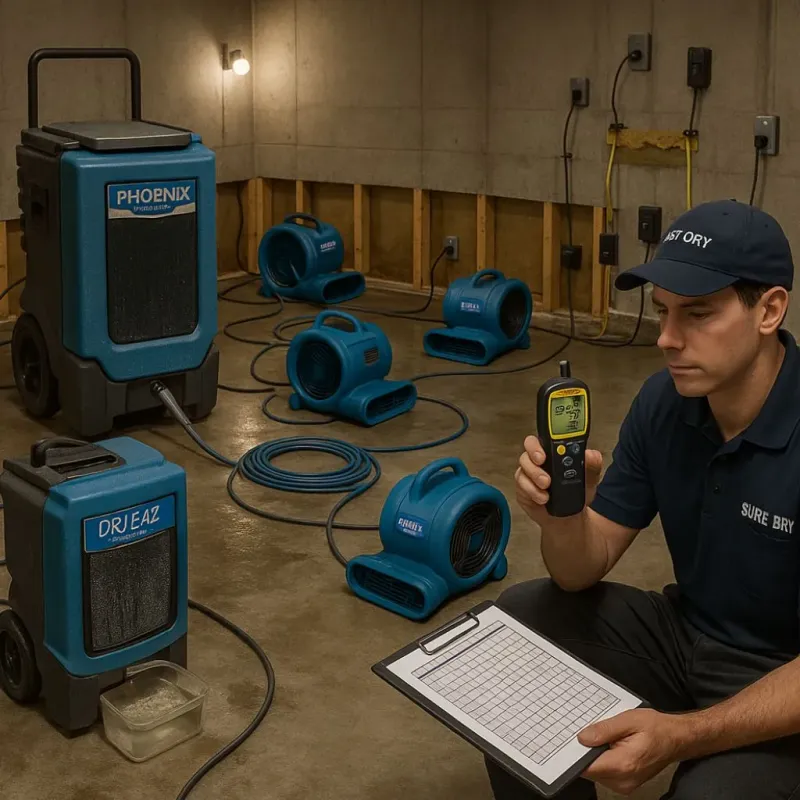 Structural Drying and Dehumidification process in Olivia, MN